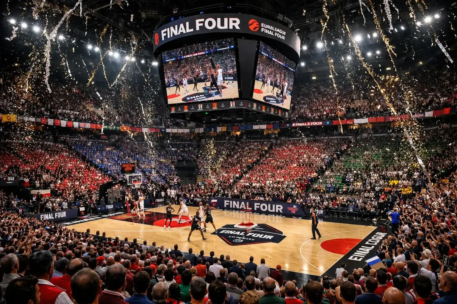 EuroLeague Final Four Atmosphaere mit europaeischen Spitzenteams und begeistertem Publikum